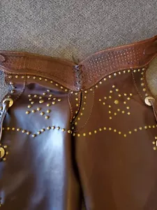 Antique Western Cowboy old west mint Visalia stock saddle batwing chaps c.1910 - Picture 1 of 9