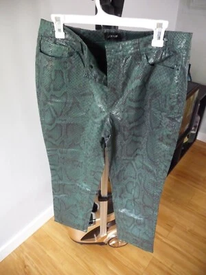 JOES NUEVO Mujer Algodón Verde Esmeralda Estampado Serpiente Pierna Recta Pantalón Talla 31 Foto 1 de 4