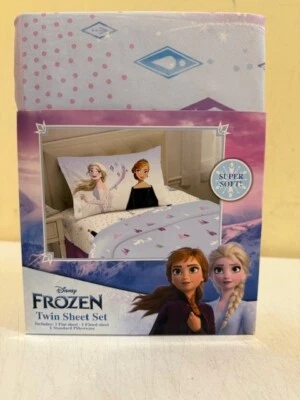 Disney Frozen 3-Piece Twin Sheet Set Anna, Elsa - New Ships Fast - Image 1 of 4