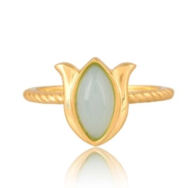 Anel de lótus folheado a ouro 18K anel de banda torcida feminino e feminino elegante anel joia - Imagem 1 de 4