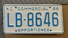 1998 North Carolina apportioned license plate LB-8646 Tar Heels BLUE 16239