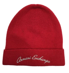 $60 A|X Armani Exchange Men's Knit Beanie Metallic Embroidered Logo, Red - Picture 1 of 3