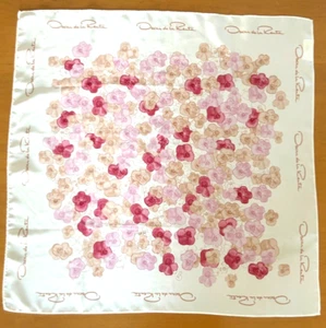 Oscar De La Renta Pink Burgundy Watercolour Pastel Floral 100% Silk Scarf - Picture 1 of 11
