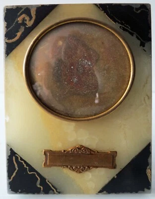 Small Vintage Onyx, Glass, Brass Picture Frame Art Deco Style, France - Image 1 of 4