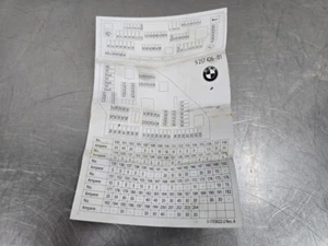 11-16 BMW 5-SERIES REAR FUSE BOX MAP GUIDE MANUAL DIAGRAM 9257426 OEM GENUINE - Picture 1 of 3
