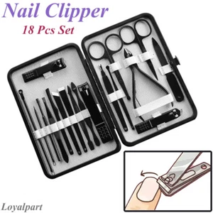Juego de 18 piezas de pedicura/manicura cortaúñas limpiador kit de aseo de cutículas estuche - Imagen 1 de 9