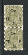 India 1902 KEVII 4 Annas OFFICIAL On H M S very fine MNH PAIR sg O60** £64 ($80)