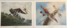 JB Deneen WWI Eagles Plane Art Print Lot of 2 1971 Military Aircraft