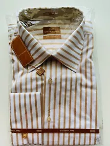 Steven Land Dress Shirt| Classic Fit French Cuff 100% Cotton Khaki Ds426C 36/37 - Picture 1 of 3
