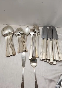 50 Pcs Wm Rogers Extra Plate IS 1938 REVELATION Flatware Forks KNIVES Monogram C - Picture 1 of 11