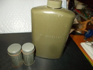 US Military Olive Drab Pilot Flask - USMC & Army Pocket Canteen - 1 Pint - Picture 1 of 2