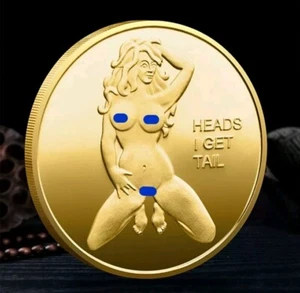 Medaille Challenge Münze Sexy Dame Viel Glück Köpfe Schwänze lustige Geschenke für Männer Ehemann - Bild 1 von 3