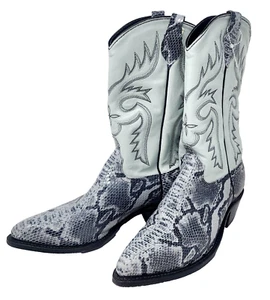 Bota de Vaquera Occidental Para Mujer 9M Abilene Gris Piel de Serpiente 11" Eje Punta Punta - Imagen 1 de 18