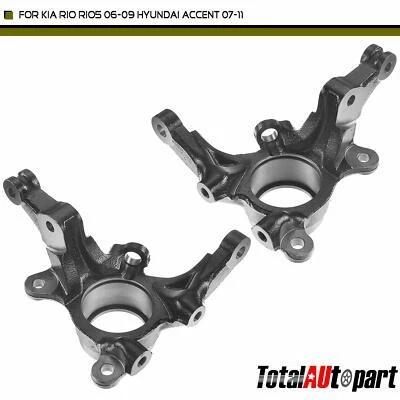 2Pcs Steering Spindle Knuckle Front for Kia Rio Rio5 06-09 Hyundai Accent 07-11 - Image 1 of 4