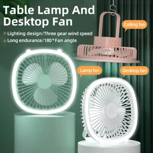 3-Speed Portable Camping Fan with Tent LED Light Outdoor Fan USB Rechargeable - Picture 1 of 16