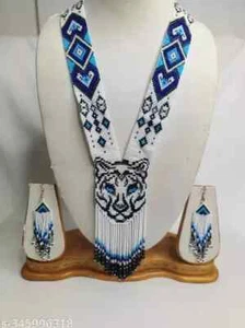 Handmade Necklace Seed Bead Boho American Style Nativ Beaded Multi Strand - Imagen 1 de 2