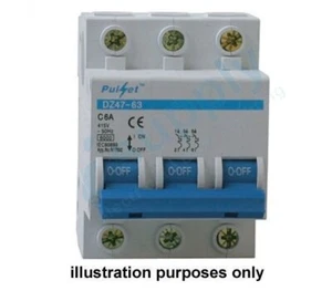 50A Circuit Breaker 3 Pole 6kA MCB - Picture 1 of 3