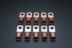 4 GAUGE COPPER 1/4 RING 10 PK CRIMP TERMINAL CONNECTOR AWG BATTERY LUG CUR414 - Picture 1 of 8