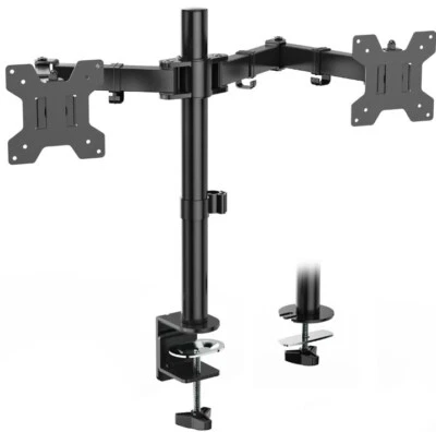 WALI Dual LCD Monitor Fully Adjustable Desk Mount Stand Fits Two Screens - Image 1 of 4