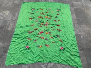 Antique Chinese Tablecloth, Embroidered Chinese Tablecolth 5x6 ft Free Ship - Picture 1 of 13