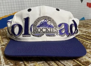 De colección Colorado Rockies Logo 7 Sombrero Snapback Gorra Big Spell Out Años 90 MLB - Imagen 1 de 17