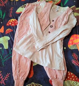 Kid Girl's NAARTJIE Set Peachy Pink Lt Corduroy Pants Vest 8 Cream Giraffe Top 9