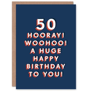Hooray Huge Happy 50 Year Old Milestone 50th Birthday Card - Picture 1 of 6