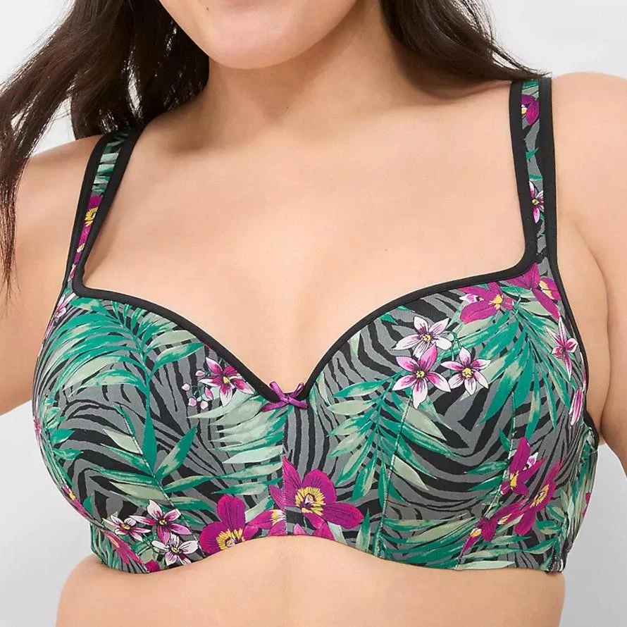 Sujetador Balconette Lane Bryant Cacique Suave Ligeramente Forrado 50C *Zebra Paradise* Nuevo con Etiquetas Foto 1 de 3