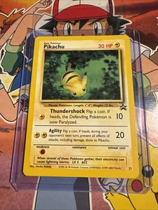 Pikachu # 27 WOTC Black Star PROMO "Bumblebee" Pokemon Card NEAR MINT - Picture 1 of 13