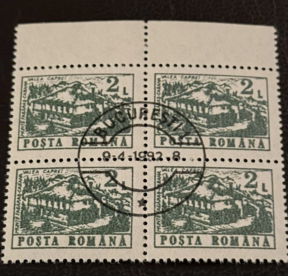 MNH CTO BLOCO DE 4 SELOS / 1991 ROMÊNIA / HOSTEL VALEA CAPREI / 2L - Imagem 1 de 1