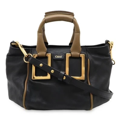 CHLOE Etel Mini Leather Shoulder Bag Black Brown 2WAY Vintage Authentic - Image 1 of 4