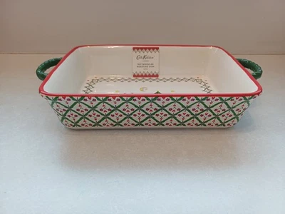 Cath Kidston Small Ceramic Rectangular Roasting Dish With Christmas Scene ~ New - Image 1 of 4