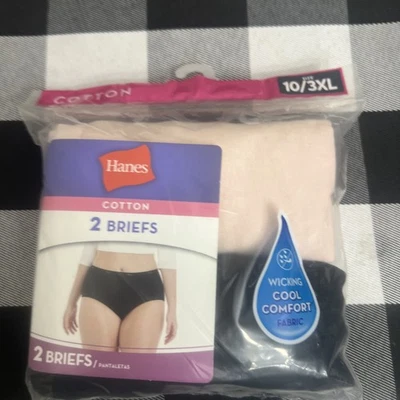 Bikini de algodón Hanes absorbente tela fresca cómoda 10/3XL (2 bikini 1 rosa 1 negro Foto 1 de 4