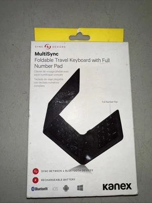 📀 KANEX Multisync Foldable Travel Keyboard W/Full Number Pad - NEW Box Damage - Image 1 of 2