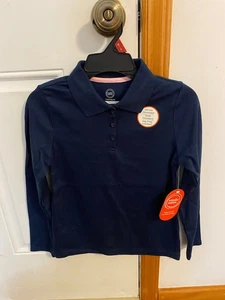 NEW GIRLS SIZE MEDIUM 7-8 WONDER NATION LONG SLEEVE SCHOOL UNIFORM POLO SHIRT - Picture 1 of 6