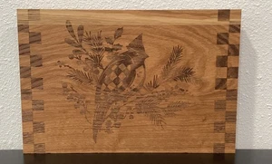 Mackenzie Childs Oak Laser Etched Wood Serving Tray Cardinal 12" x 8" x 0.75" P2 - Picture 1 of 6