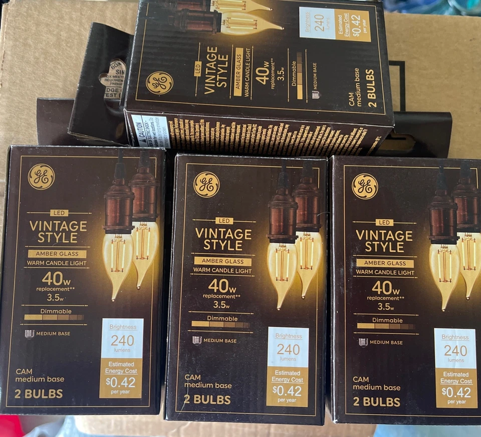 GE LED Vintage Style 25 Watt Dimmable Candelabra Base T8 Light Bulbs (4 PACK) - Image 1 of 1
