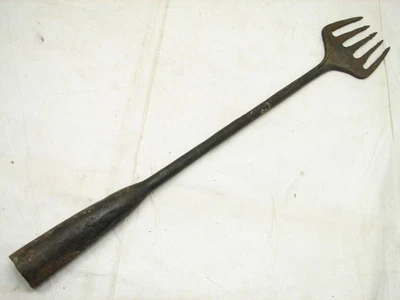 Старинный 5-Tine рыбы угорь лягушка концерт инструмент копье головы ручной ковки рыболовный инструмент вилка A - Изображение 1 из 4