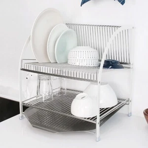 [DIVERS] Dish Plate Drying Rack Premium Stainless Steel 304 with Draining Tray - Picture 1 of 8
