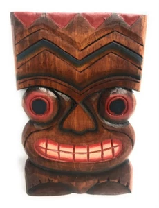 Happiness Tiki Mask 12"X8" - Wall Plaque Hand Carved | #dpt515230b - Picture 1 of 1