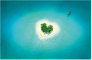 GREAT ART® Poster - Heart Island – Beach Crystal Clear Water Nature Sun 55 x 39 - Picture 1 of 2