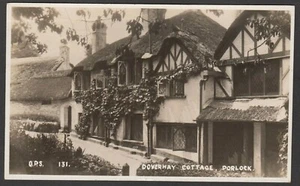 Postcard Porlock near Minehead Somerset view of Doverhay Cottage posted 1937 RP - Picture 1 of 2