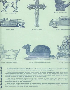 STANLEY HUGHES CANADIAN TOY AND NOVELTY MANUFACTURER. 1930'S ADVERTISING POSTER - Picture 1 of 2