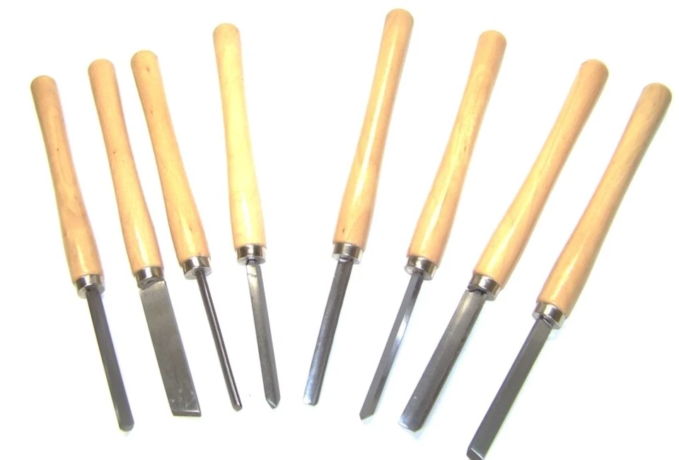 8pc Wood Lathe Chisel Turning Tool Woodworking Gouge Skew Parting Spearpoint Set - Image 1 of 1
