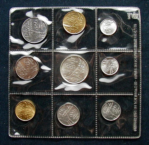 1980 SAN MARINO Italy complete set 9 COINS with silver RUSSIA Olympic Games UNC Cover