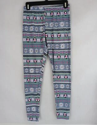 Leggings No Boundries Gris Con Coloridos Pingüinos y Copos de Nieve de Navidad Talla M Foto 1 de 4