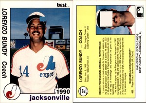 Lorenzo Bundy 1990 Best Jacksonville Expos #27 Card *AutographDen*
