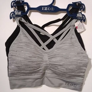 Izod Seamless Comfort Sport BH (2), Bralette Set, gepolstert, grau, schwarz, Medium - Bild 1 von 10