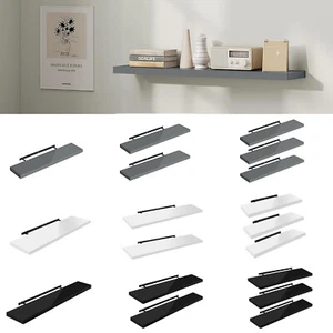 Modern High Gloss Floating Shelves Wall Shelf White Black Grey Bookcase Display - Picture 1 of 24
