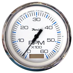 Faria Chesapeake White SS 4" Tachometer w/ Hourmeter - 6,000 RPM (Gas - Inboard) - Bild 1 von 3